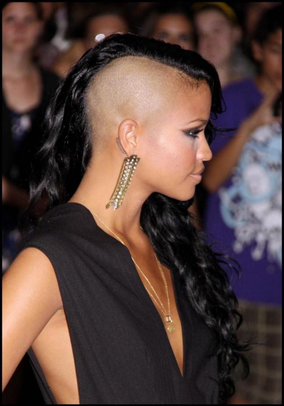 cassie shaved head hairstyle side view photo.