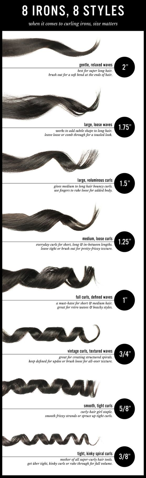 Tools Curling Iron Size Chart