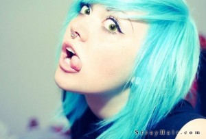 funny light blue hair