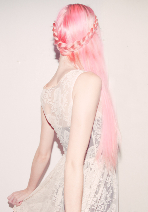 long pink hair with braid