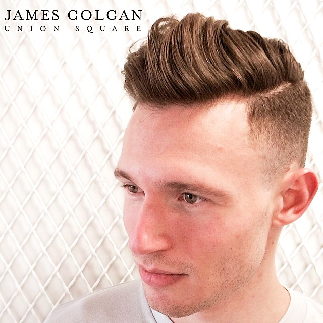 medium fade blown out with Arrojo Cream Wax mens hairstyles