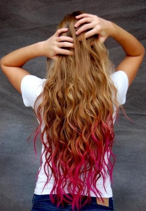 pink and blue hair tips tumblr