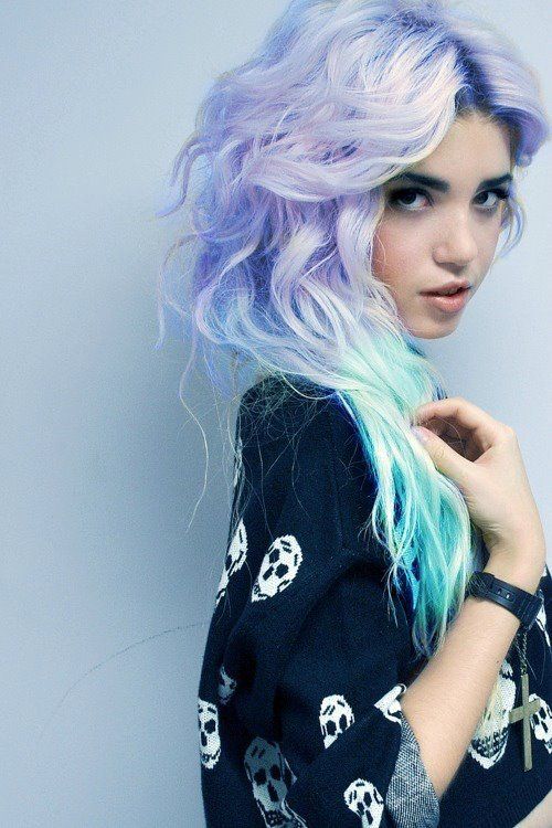 super cute lavender and teal ombre hair dye