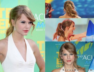 taylor swift ponytail hairstyle front-side-back