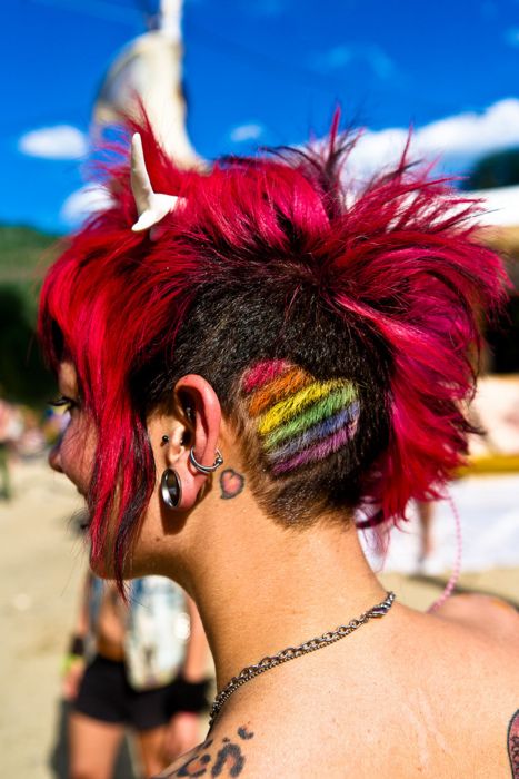 rainbow heart pride haircut